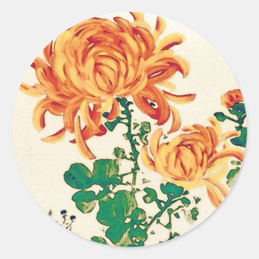  Japans schilderen van Chrysanthema Sticker (Voorkant)