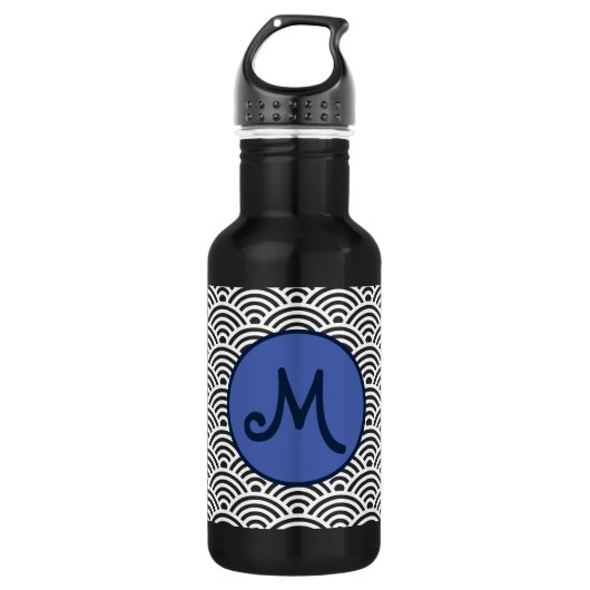 Japans Seigaiha Wave Patroon met Monogram Waterfles (Voorkant)