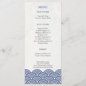 Japans Seigaiha Waves Elegant Beach Wedding Menu (Achterkant)