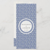 Japans Seigaiha Waves Elegant Beach Wedding Menu (Voorkant / Achterkant)
