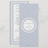 Japans Seigaiha Waves Elegant Beach Wedding Menu (Voorkant / Achterkant)