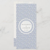 Japans Seigaiha Waves Elegant Beach Wedding Menu (Voorkant / Achterkant)