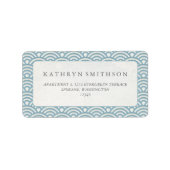 Japans Seigaiha Waves Elegant Blauw + Wit Etiket (Voorkant)