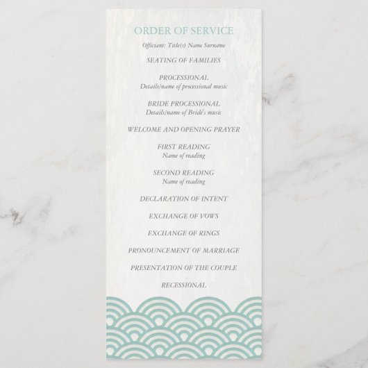 Japans Seigaiha Waves Program/Orde van de Dienst Programma (Achterkant)