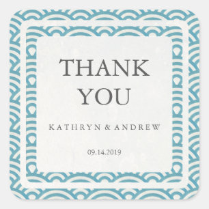 Japans Seigaiha Weddenschap Hartelijk dank/Aangepa Vierkante Sticker