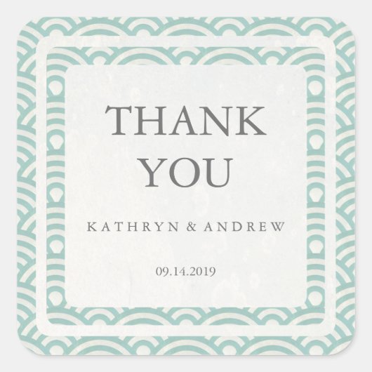 Japans Seigaiha Weddenschap Hartelijk dank/Aangepa Vierkante Sticker (Voorkant)