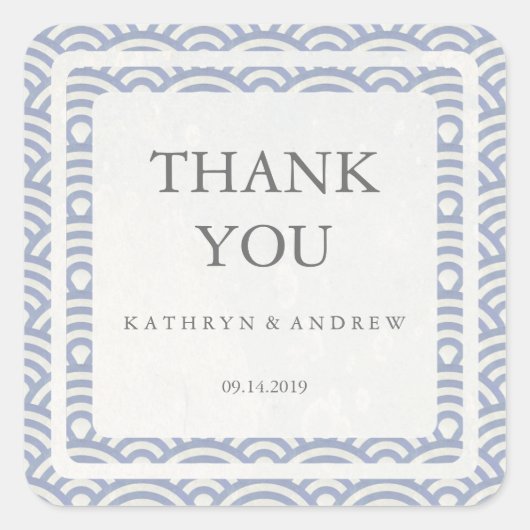 Japans Seigaiha Weddenschap Hartelijk dank/Aangepa Vierkante Sticker (Voorkant)