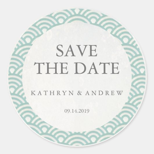 Japans Seigaiha Wedding sparen de Datum of de Doua Ronde Sticker (Voorkant)