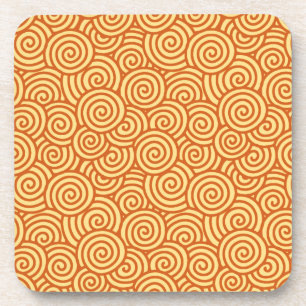 Japans spiraalpatroon - mandarijn & licht oranje onderzetter