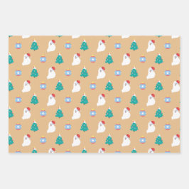 Japans Spitz Dog's Schattige Kerstmis Inpakpapier Vel