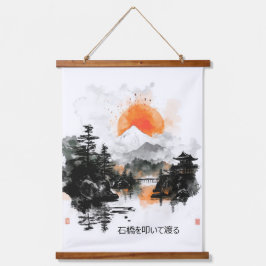 Japans spreekwoord kloppen op een stenen brug hangend wandkleed