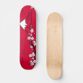 Japans stijl berglandschap en bloemen skateboard (Voorkant)
