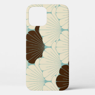 japans stijl blauw bladeren Tegel iPhone 12 Hoesje