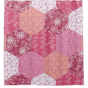 Japans Stijl Patchwork Patroon Ontwerp Douchegordijn