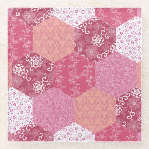 Japans Stijl Patchwork Patroon Ontwerp Glazen Onderzetter