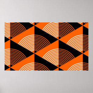 Japans stijlloos patroon met driehoeken en poster