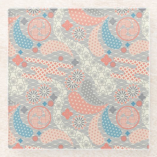 Japans stijlpatroon. Illustratie. Glazen Onderzetter (Voorkant)