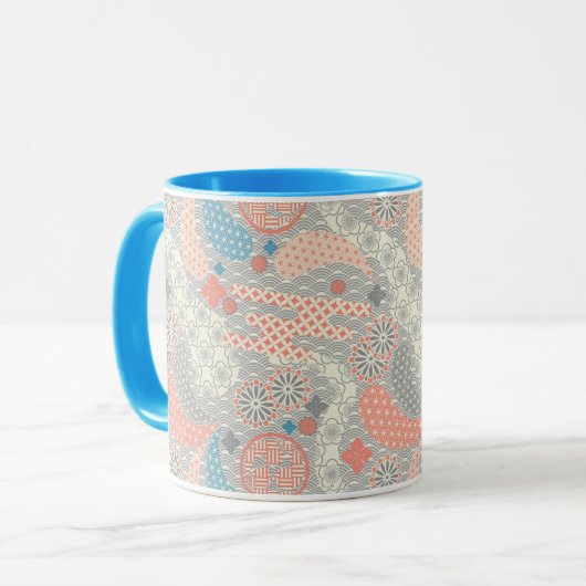 Japans stijlpatroon. Illustratie. Mok (Voorkant links)