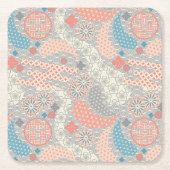 Japans stijlpatroon. Illustratie. Vierkante Kartonnen Onderzetter (Voorkant)