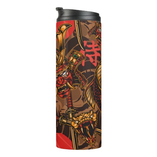 Japans stijlvol naadloos patroon met een samur thermosbeker (Geroteerd rechts)