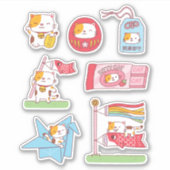 Japans Succes Charms Neko Cat Sticker Pack (Voorkant)