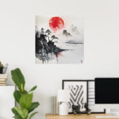 Japans Sumi-e Waterverf Print - (Thuiskantoor)