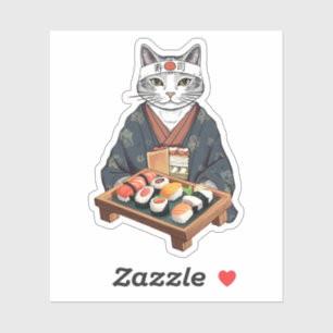 Japans Sushi Cat Custom-Cut Vinyl Stickers
