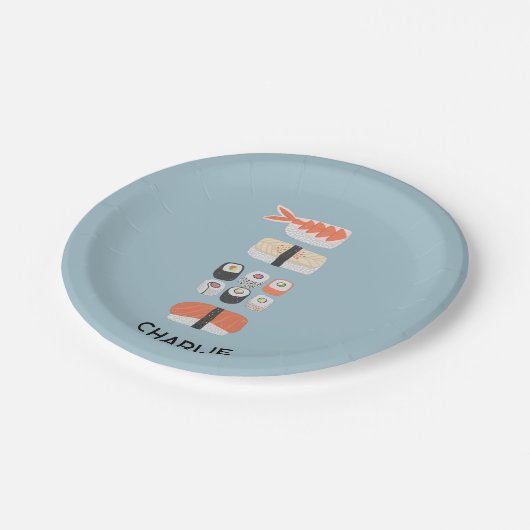 Japans Sushi gepersonaliseerd Papieren Bordje (Gekanteld)