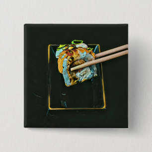 Japans sushi minachting cadeau vierkante button 5,1 cm