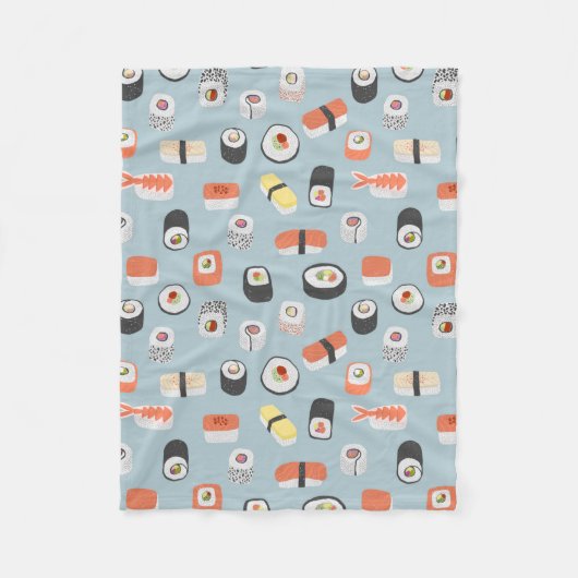 Japans Sushi Nigiri Maki Roll Pattern Fleece Deken (Voorkant)
