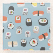 Japans Sushi Nigiri Maki Roll Patterned Glazen Onderzetter (Voorkant)