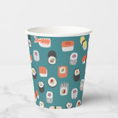 Japans sushi patroon Blauwgroen groen Papieren Bekers (Voorkant)