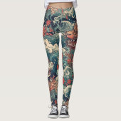 Japans Tattoo Art Twin Dragons Leggings (Voorkant)