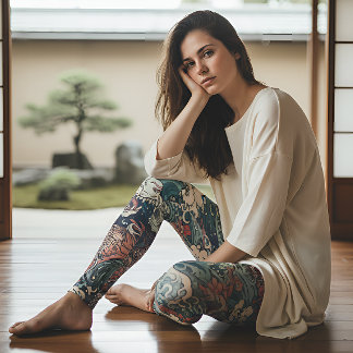 Japans Tattoo Art Twin Dragons Leggings