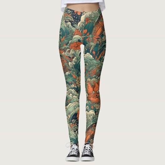 Japans Tattoo Art Zee Creatures Leggings (Voorkant)