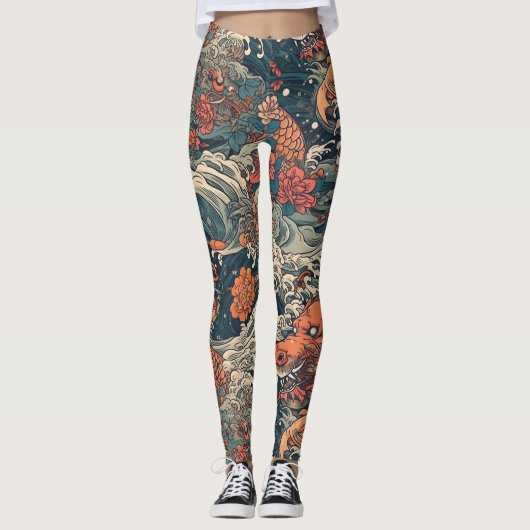 Japans Tattoo Art Zee Monsters Leggings (Voorkant)