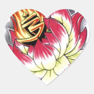 Japans Tattoo Stijlvolle Lotus Flaming Hart Sticker