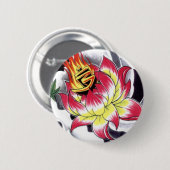 Japans Tattoo Stijlvolle Lotus Flaming Ronde Button 5,7 Cm (Voorkant /achterkant)