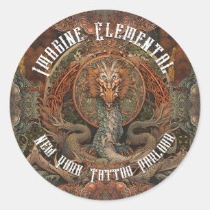 Japans Tattoo Vuurdraak, Tattoo Parlor Ronde Sticker