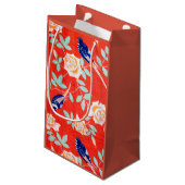 Japans textiel, vogel en Roos Klein Cadeauzakje (Achterkant Gekanteld)