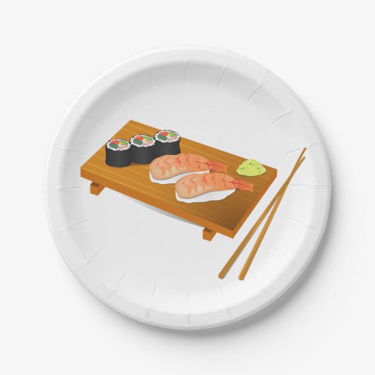Japans thematisch diner met sushi art papieren bordje (Voorkant)