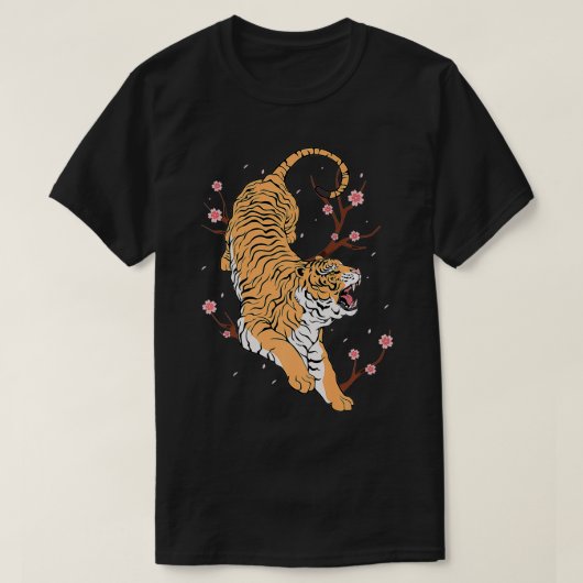 Japans tijgertraditioneel Aziatisch kunstwerk C T-shirt (Design voorkant)