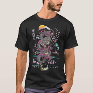 Japans Tokyo Dragon Asian inspireerde Neon retro 8 T-shirt