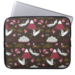 Japans traditioneel naadloos doedelpatroon met laptop sleeve