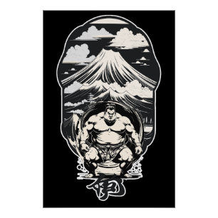 Japans traditioneel sumo worstelen perfect poster
