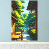 Japans Tuin Outdoor Cafe Canvas Afdruk (Insitu (Houten vloer))