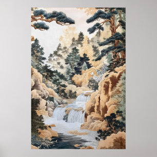Japans Ukiyo-e-landschapsprint - Vintage Stroom Poster