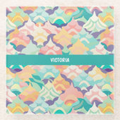 Japans Vector Pastel Aangepast Patroon Glazen Onderzetter (Voorkant)