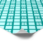 Japans ventilator in Asanoha patroon, Turquoise Poster (Hoek)