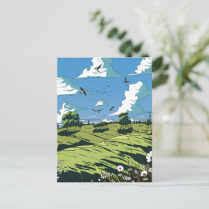 Japans vintage landschap 's nachts briefkaart